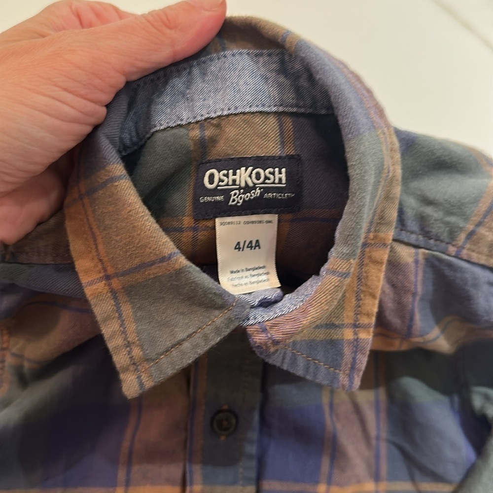 OshKosh B'gosh Kids Plaid Shirt - Green and Blue - Picture 3 of 4